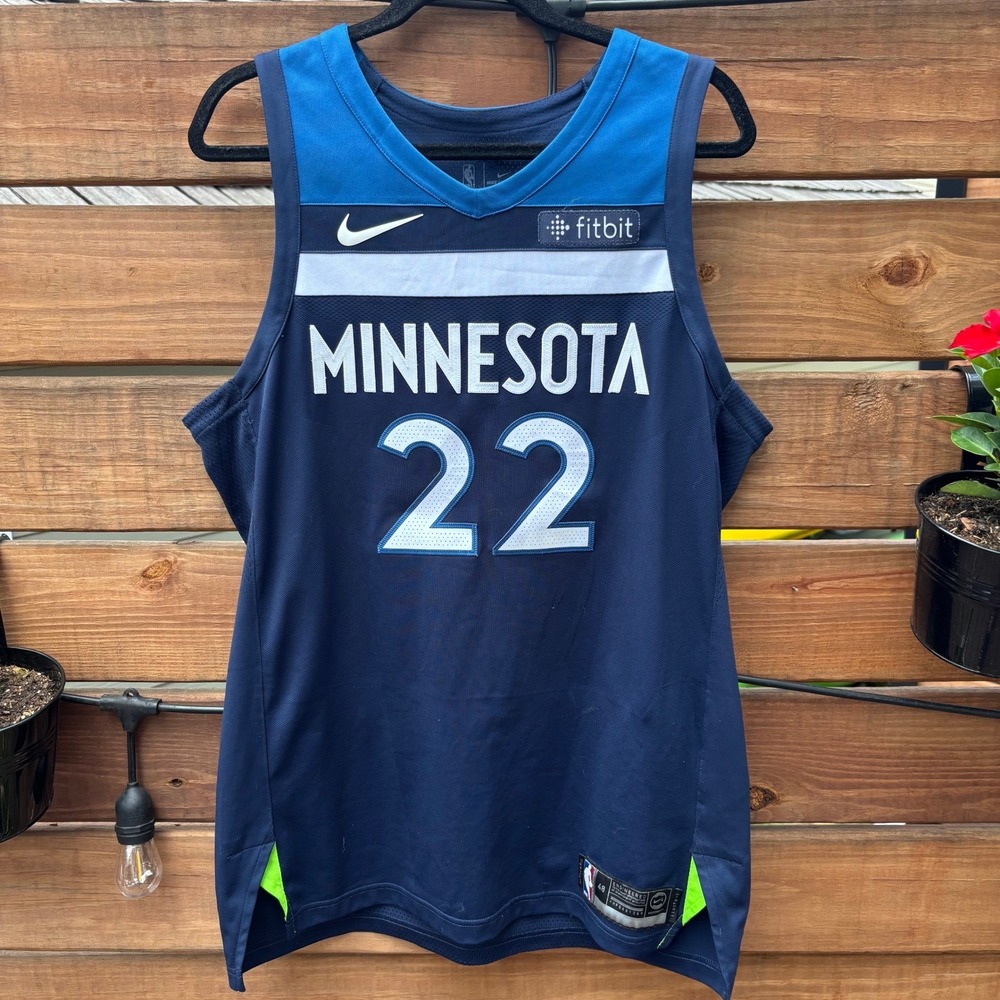 Nike NBA Jersey Mens 48 L Navy Blue Excellent Andrew Wiggins Timberwolves #22**